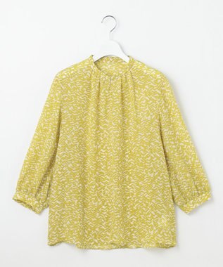 自由区 【洗える】ウェーブパターンプリント ブラウス ピスタチオ系