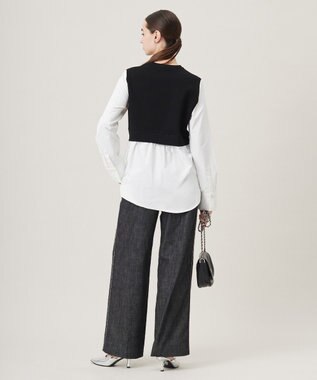 ICB L 【2WAY・洗える】シャツクロスコンビニットプルオーバー ブラック系