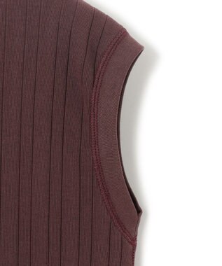 23区 【SLOW/洗える】ランダムリブフライス フレンチスリーブ カットソー ダークブラウン系