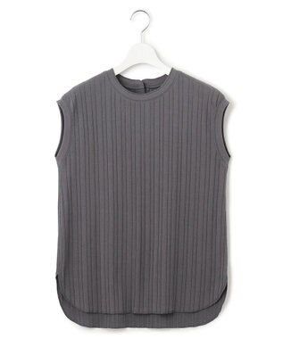 23区 【SLOW/洗える】ランダムリブフライス フレンチスリーブ カットソー グレー系