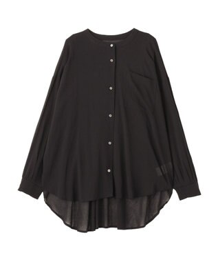YECCA VECCA ドライタッチシアーバンドカラーシャツ Black
