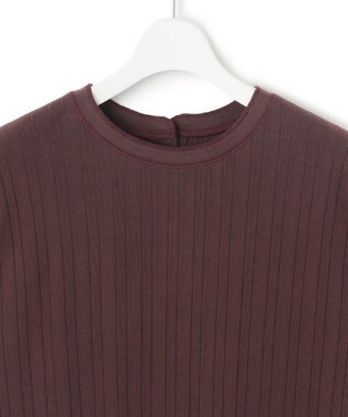 23区 【SLOW/洗える】ランダムリブフライス フレンチスリーブ カットソー ダークブラウン系