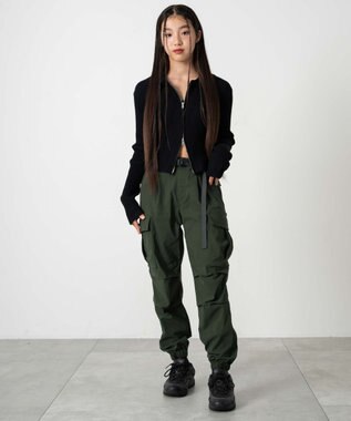 WEGO 【KIDS/ユニセックス着用ITEM】ストレッチトカーゴジョガーパンツ（JUNIOR） カーキ