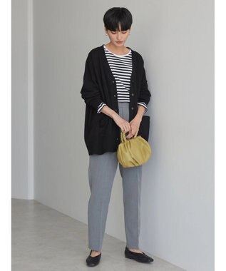 AMERICAN HOLIC Ｄａｉｌｙ　クルーネックカットプルオーバー Border Black