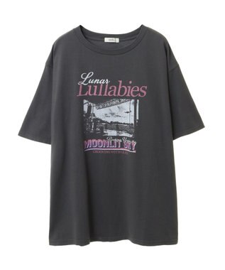 earth music&ecology ツアープリントＴシャツ Charcoal Gray