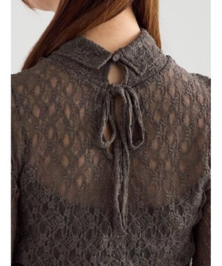 Te chichi パッチワークレース前後2WAY衿デザインTOPS《2025Autumn catalog item》 チャコールグレー