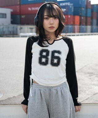 WEGO サイドドロストキーネックロンT ブラック