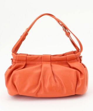 LA BAGAGERIE シープレザー　ギャザーミニバッグ オレンジ