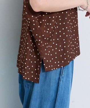 Green Parks リブドッキングブラウス Brown