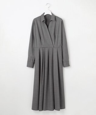 23区 L 【エステータ】ウールトロドライストレッチ カシュクールシャツ ワンピース グレー系