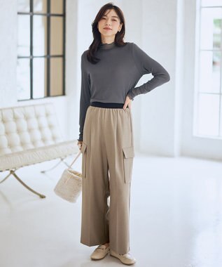 ANY L 【ウエストゴム】カーゴタックパンツ ベージュ