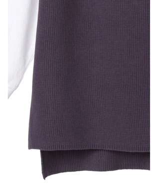 CRAFT STANDARD BOUTIQUE 【2点セット】洗える 60/2 14G片畦Vネックベスト+ロンTEE SET Purple