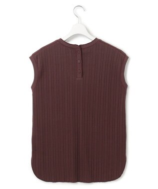 23区 【SLOW/洗える】ランダムリブフライス フレンチスリーブ カットソー ダークブラウン系