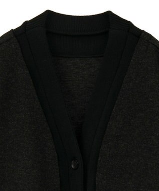 YECCA VECCA ニット切替メルトンVネックカーディガン Charcoal Gray