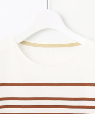 自由区 L 【洗える】ハイカウントボーダー カットソー オフ×コッパー