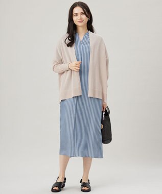 自由区 L 【アンサンブル対応・洗える】ドライシアーファインゲージ カーディガン ベージュ