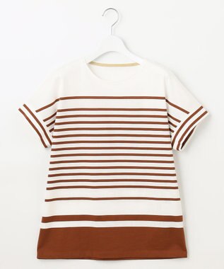 自由区 S 【洗える】ハイカウントボーダー カットソー オフ×コッパー