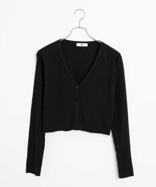 WEGO カラーリブショートカーデ ブラック