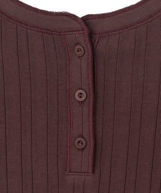 23区 【SLOW/洗える】ランダムリブフライス フレンチスリーブ カットソー ダークブラウン系