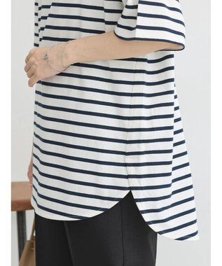 earth music&ecology ラウンドチュニックＴ Border Ivory