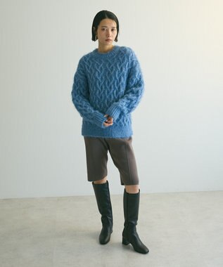 Green Parks armonia．シャギーケーブルニット Blue