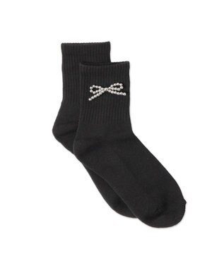 WEGO メタルリボンクルーソックス ブラック