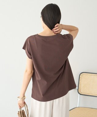 earth music&ecology 【遮熱・接触冷感・UVカット】フレンチスリーブTシャツ Brown