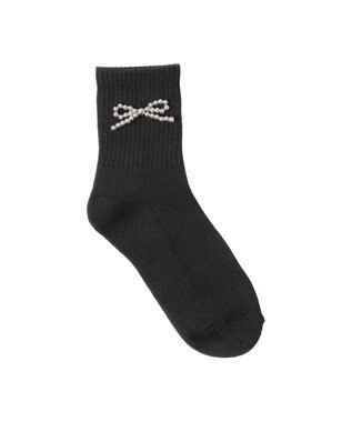WEGO メタルリボンクルーソックス ブラック