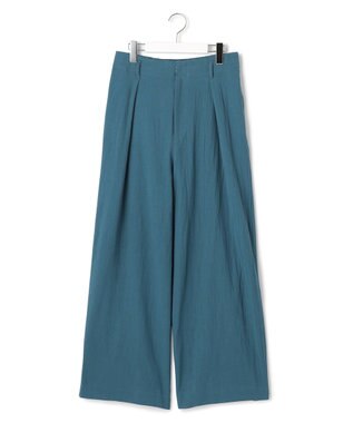 J.PRESS YORK STREET 【WOMEN】コットンワッシャータックワイド パンツ ピーコックグリーン系