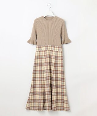 Feroux 【洗える】ニットコンビ ワンピース ベージュ系2