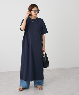 CRAFT STANDARD BOUTIQUE ビッグシルエット5分袖ワンピース Navy