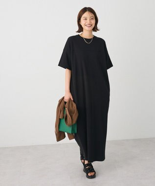 CRAFT STANDARD BOUTIQUE ビッグシルエット5分袖ワンピース Black