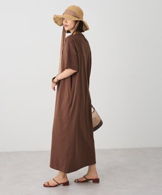 CRAFT STANDARD BOUTIQUE ビッグシルエット5分袖ワンピース Brown