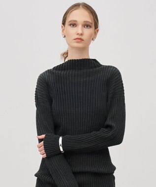 シアーストライプニット タートルトップス