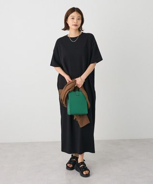 CRAFT STANDARD BOUTIQUE ビッグシルエット5分袖ワンピース Black