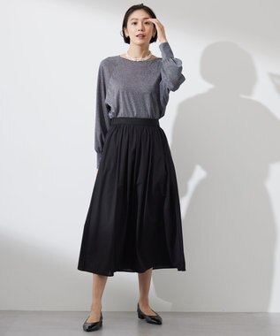 自由区 【洗える】ランダムタック スカート ブラック