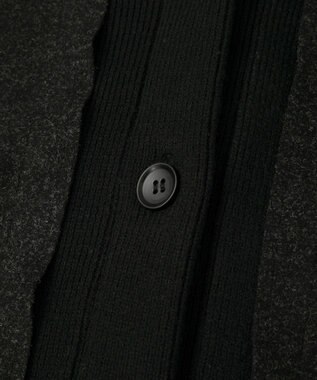 YECCA VECCA ニット切替メルトンVネックカーディガン Charcoal Gray
