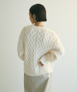 Green Parks armonia．シャギーケーブルニット Ivory