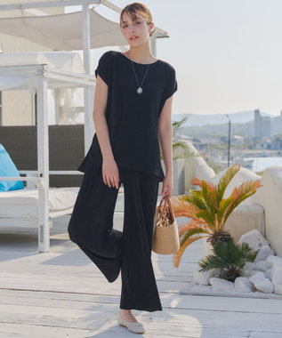 Tiaclasse 【2点セット・新色追加・洗える】クリスタルプリーツセットアップ ブラック