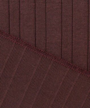 23区 【SLOW/洗える】ランダムリブフライス フレンチスリーブ カットソー ダークブラウン系