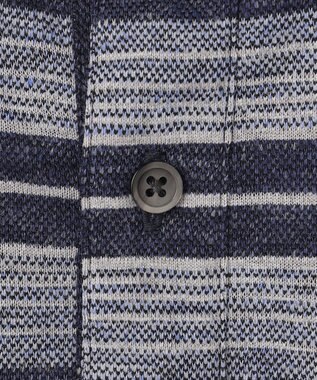 JOSEPH ABBOUD 【キングサイズ・吸水速乾】リネンマルチボーダー ポロシャツ ネイビー系2