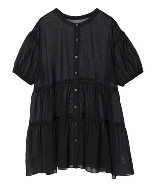 earth music&ecology 綿ローンティアードチュニック Black