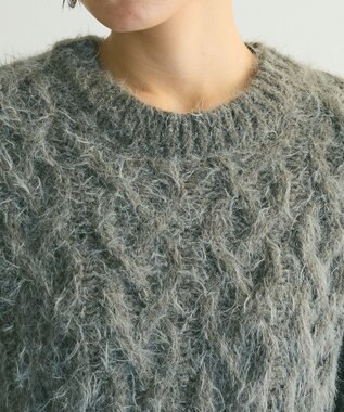 Green Parks armonia．シャギーケーブルニット Gray