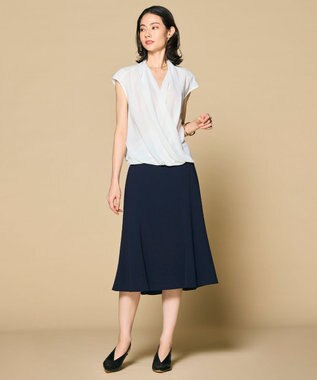 BEIGE， OLIVE / カシュクールフレンチスリーブブラウス White