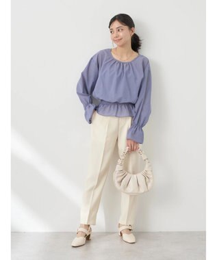 earth music&ecology シャーリングシアーブラウス Blue