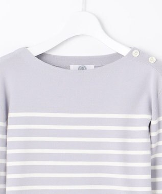 J.PRESS LADIES 【洗える】KATE パネルボーダー ボートネック ニット ふじ色系1