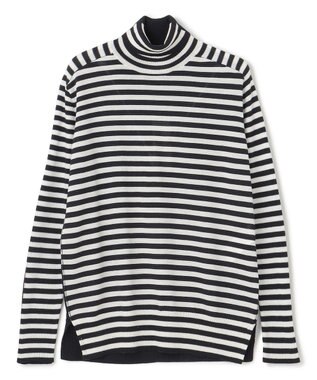 BEIGE， 【洗える】LA MONNAIE / タートルネックニット Navy×Ecru