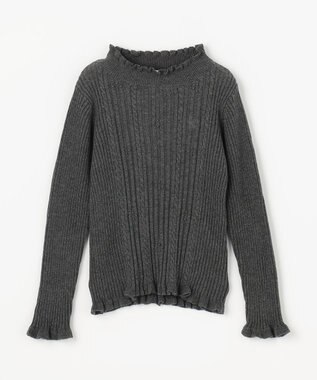 組曲 KIDS 【110-140㎝】フラワードット リブニット チャコールグレー