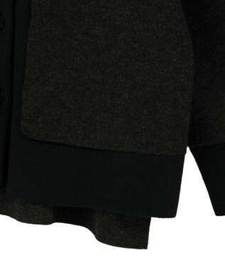 YECCA VECCA ニット切替メルトンVネックカーディガン Charcoal Gray