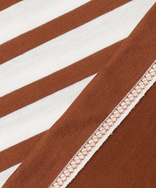 自由区 L 【洗える】ハイカウントボーダー カットソー オフ×コッパー